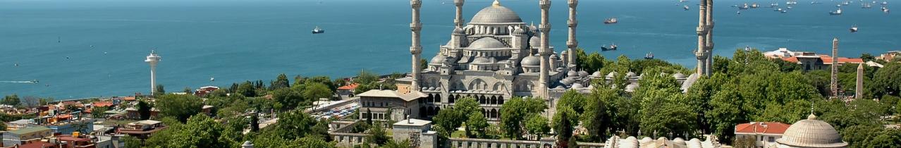 Vogelperspektive auf Istanbul mit Meer im Hintergrund