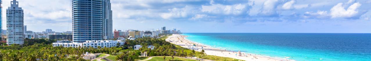 Stadtstrand, Hochhäuser, Florida Miami