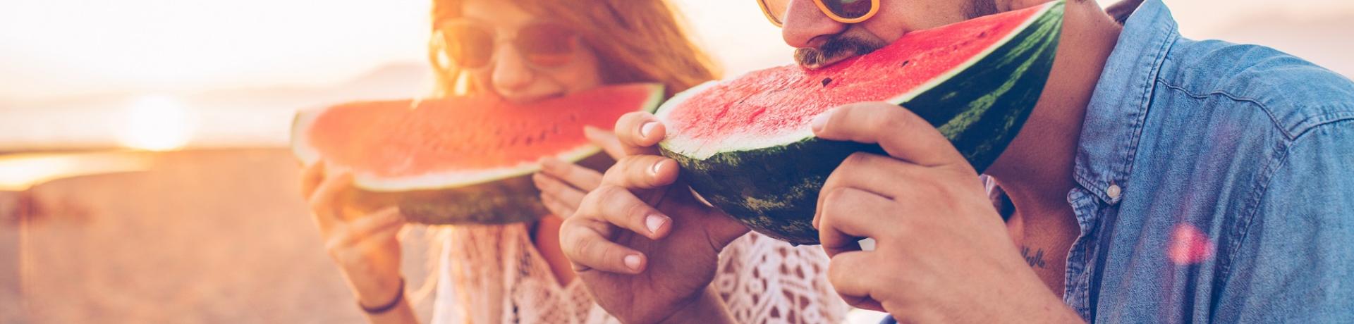 Melone, Paar, Strand