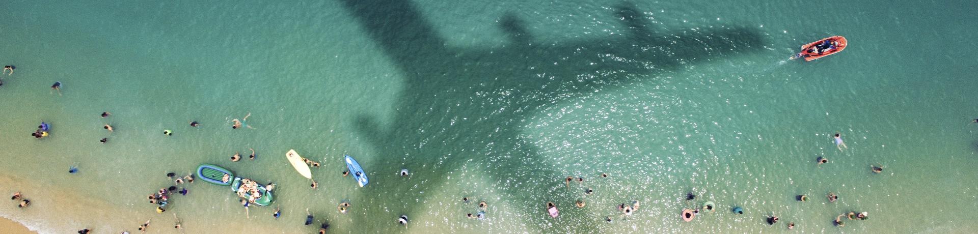 Meer, Strand, Flugzeug, Boot, Emotion