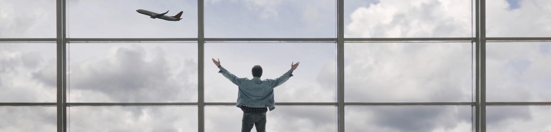 Flughafen, Flugzeug, Mann