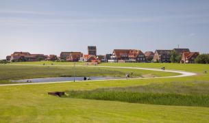 Häuser, Wiese Baltrum