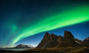Polarlicht, Himmel, Berg Höfn