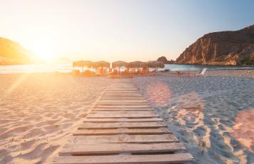 Strandliege, Strand, Sonnenuntergang