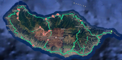 Satellitenbild von Madeira mit Waldbrandwarnung Satellitenbild von Madeira mit Waldbrandwarnung