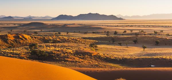 Panorama über die Wüste des Namib Naukluft National Park in Namibia.