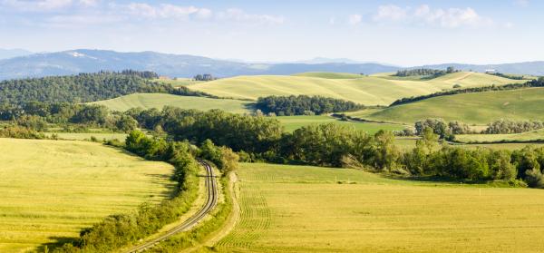 Feld, Landschaft, Gleis Toskana
