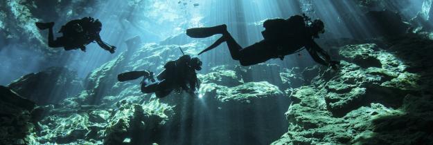 tauchen, Taucher, Höhlentauchen Mexiko