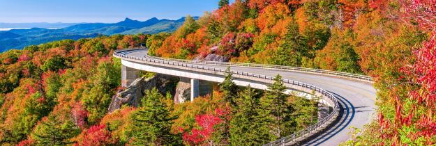 Straßenbrücke in herbstlicher Landschaft