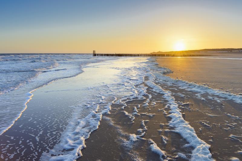 Meer, Strand, Steg, Sonnenuntergang Zeeland