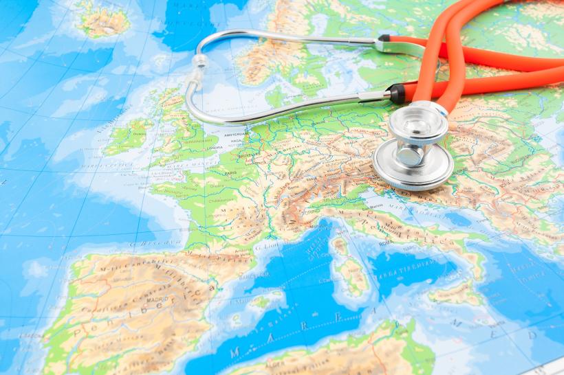 Karte von Europa mit Stetoskop