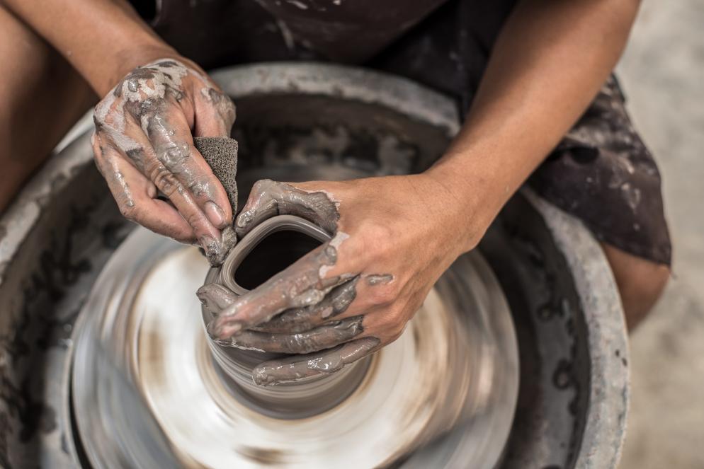 Töpfern, Keramik, Töpferscheibe