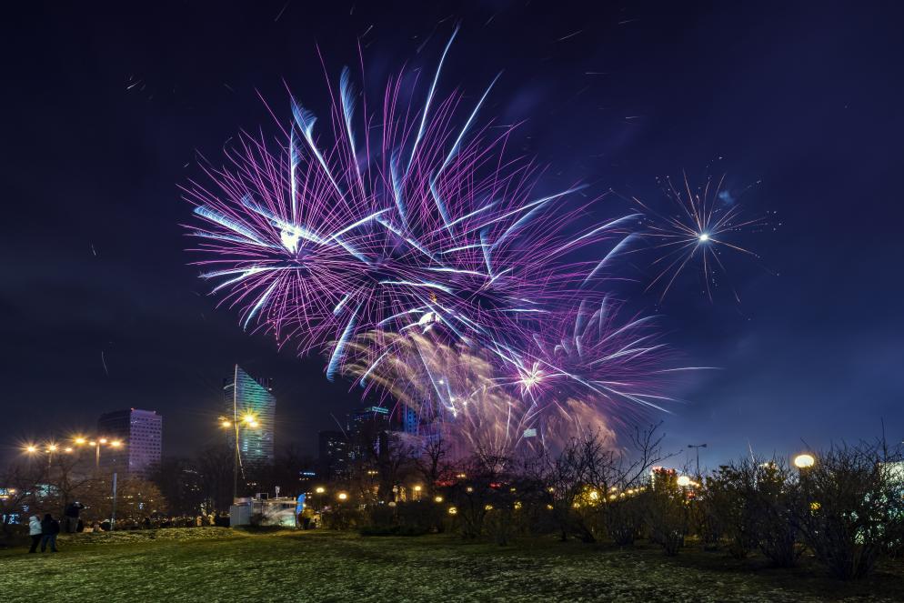 Feuerwerk, Park, Stadt Warschau