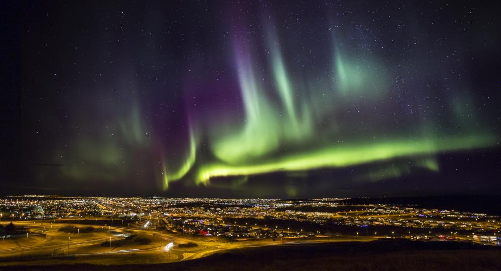 Stadt, Nordlicht Reykjavik