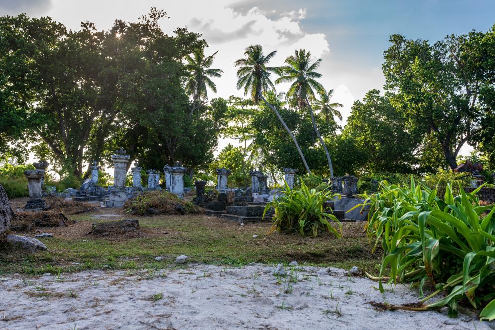 Friedhof, Palmen, Strand