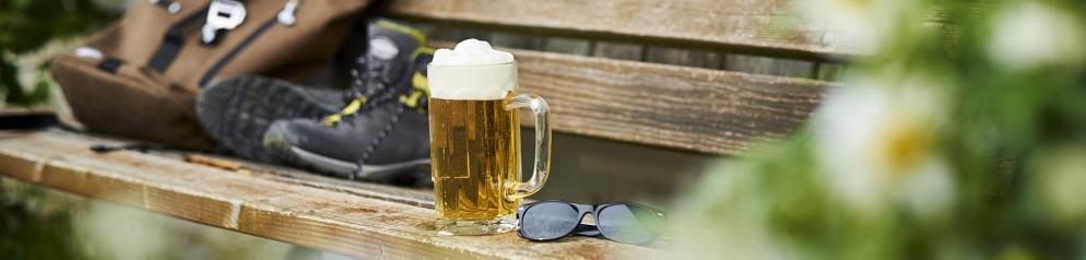 Wandern, Rucksack, Bier, Wanderschuhe