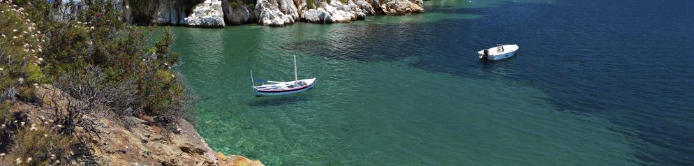 Boot, Meer, Küste Skiathos