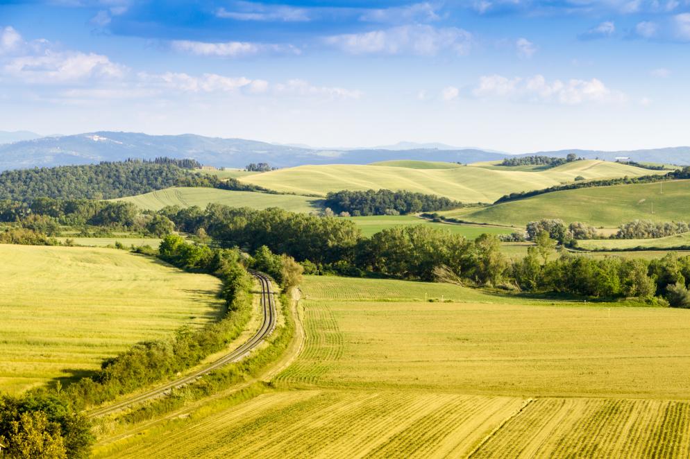Feld, Landschaft, Gleis Toskana