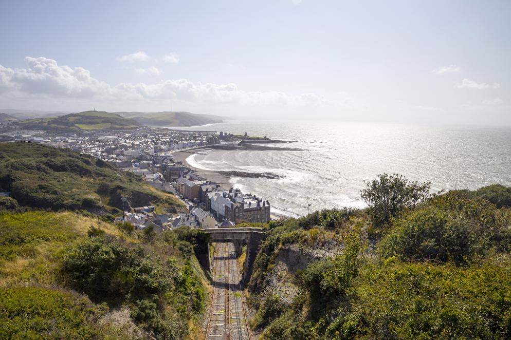 Küste, Stadt, Schiene Aberystwyth
