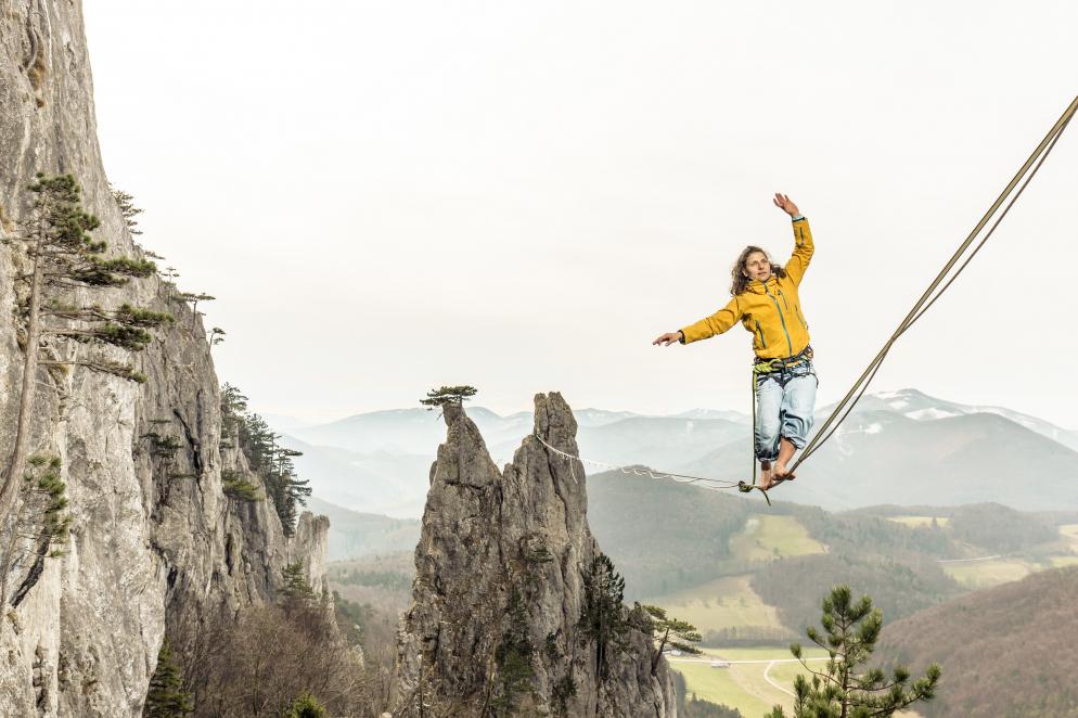 Highline, slackline, berge