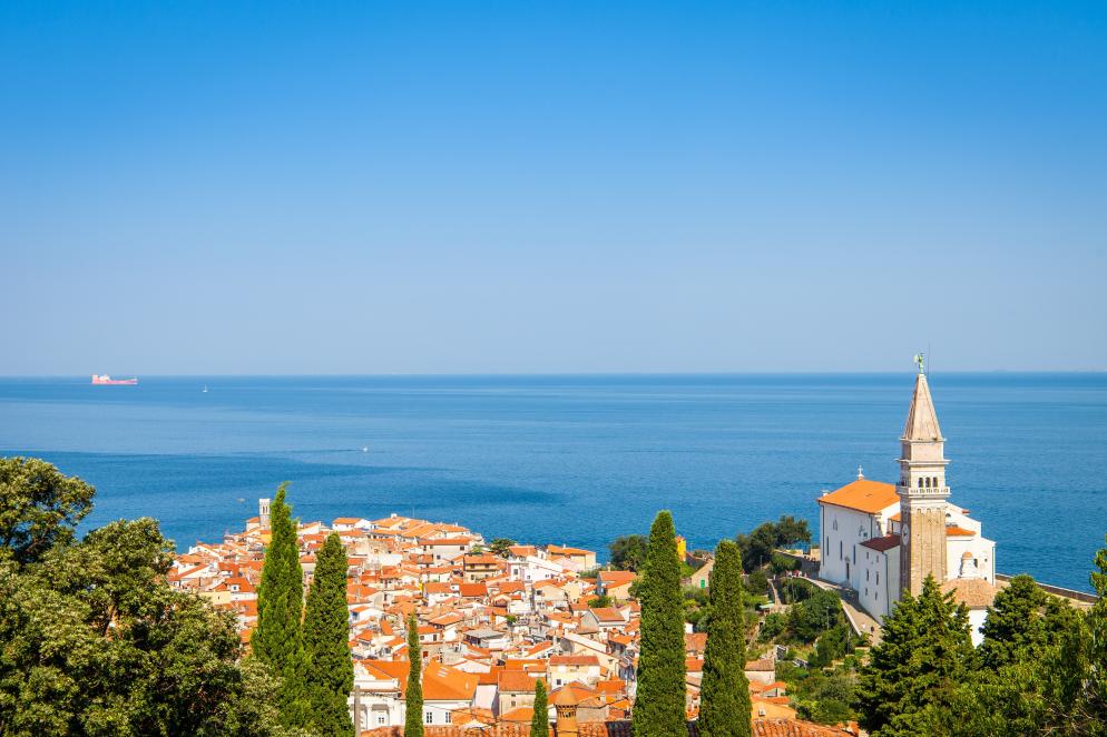 Kirche, Stadt, Meer Piran