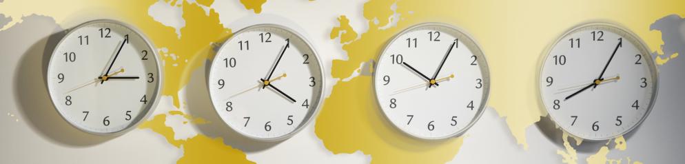 Uhren in unterschiedlichen Zeitzonen