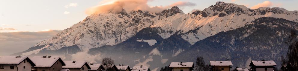 Berge, Winter, Häuser Leogang
