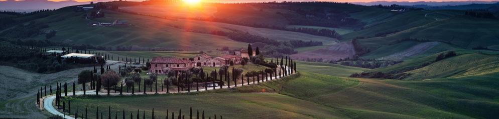 Toskana Straße Sonnenuntergang