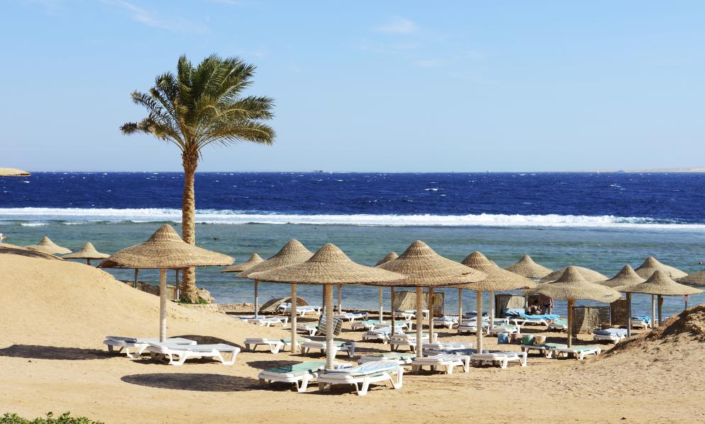 Sonnenliegen am Strand Sonnenliegen am Strand