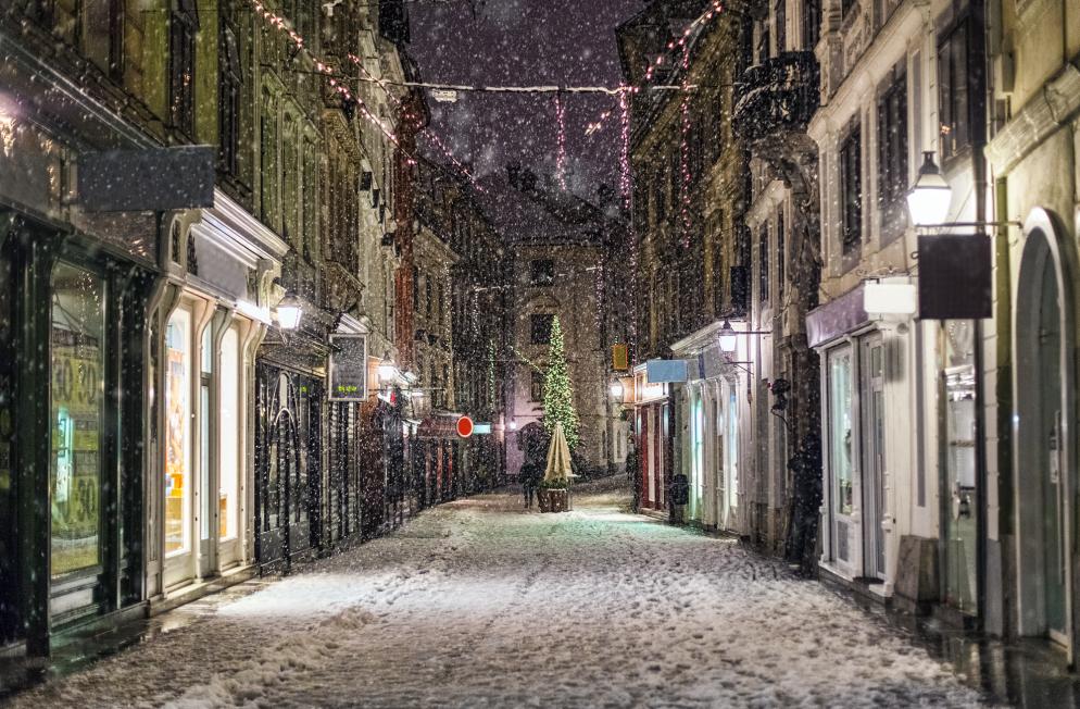 Nacht, Straße Ljubljana