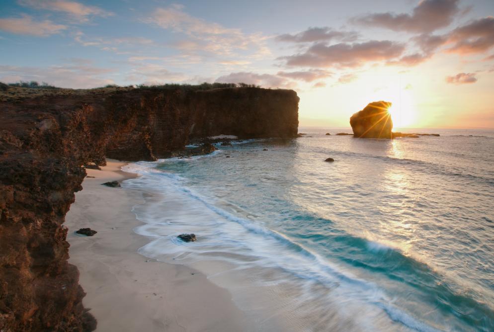 Sonnenuntergang, Strand, Meer, Klippe Hawaii
