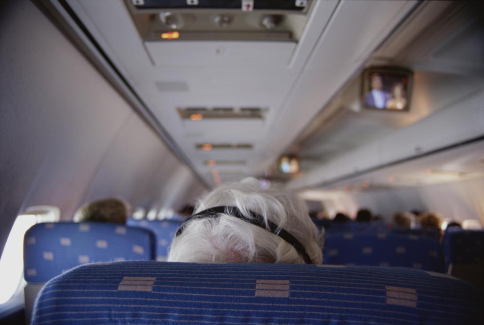 Flugzeug, Senior, Mann, Kopfhörer