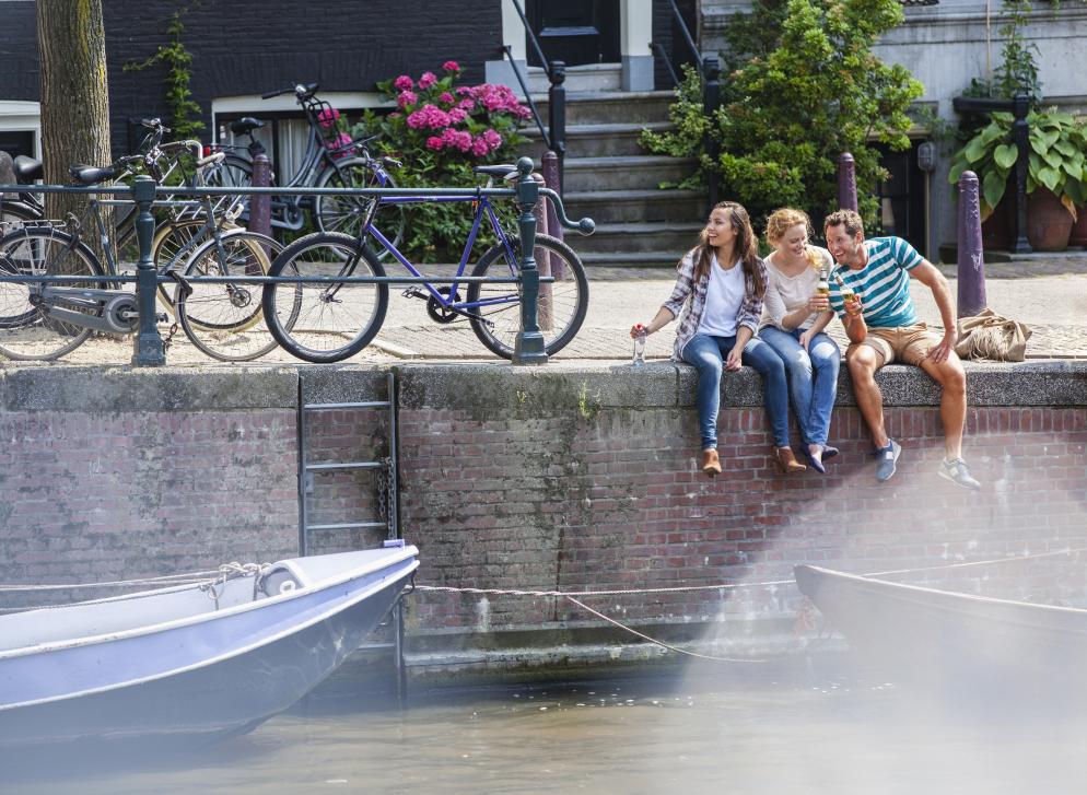 Amsterdam Bier, Freunde, Gracht, Kanal, Fahrrad, Menschen Amsterdam